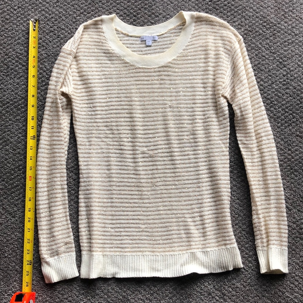 Gold and white striped sweater